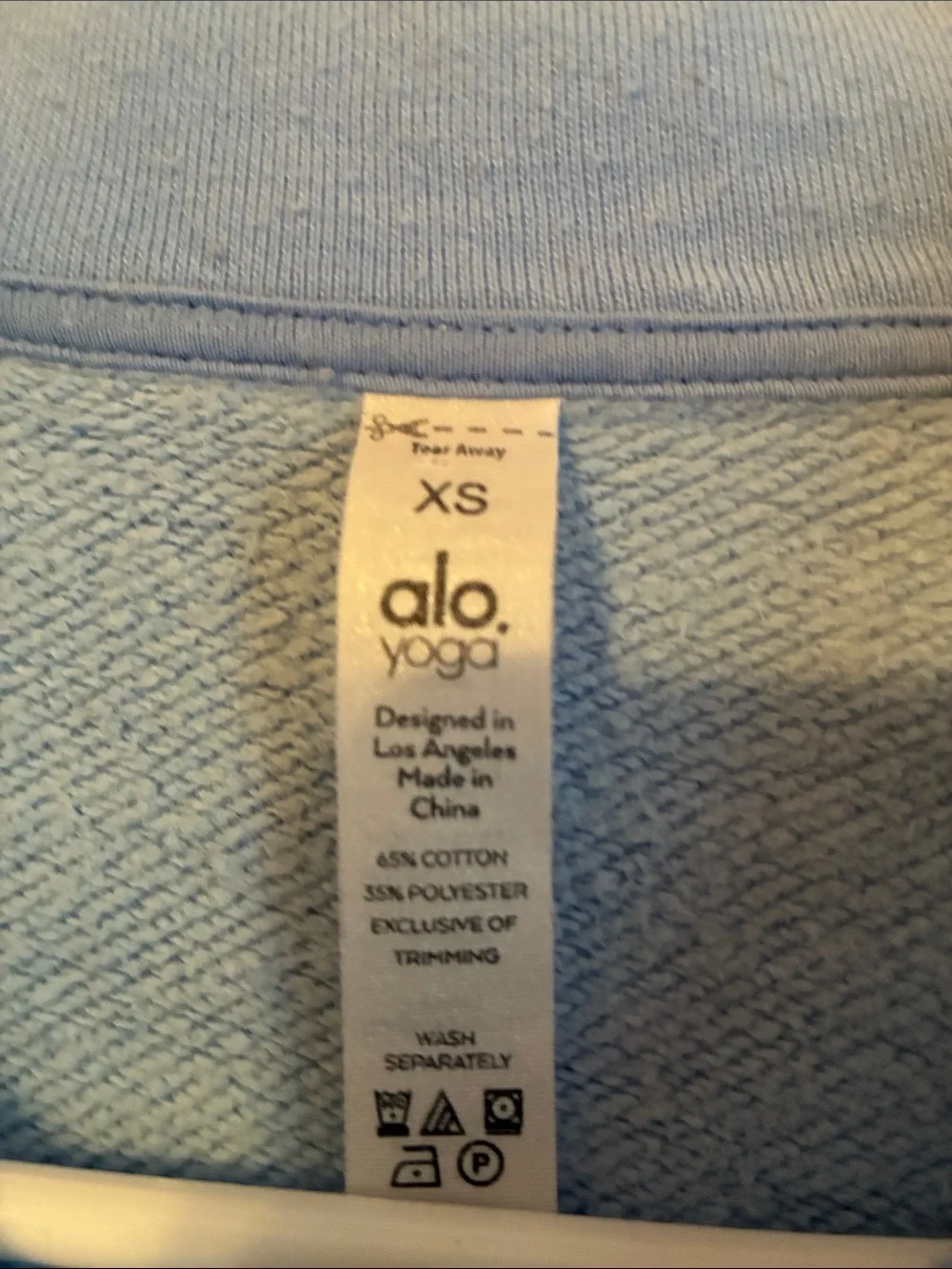 ALO Yoga Polo Henley Oversized Blue Cropped Pullover Sweatshirt XS